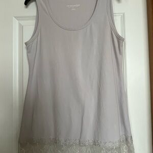 Soft Surroundings Gray Tank Top with Lace Trim